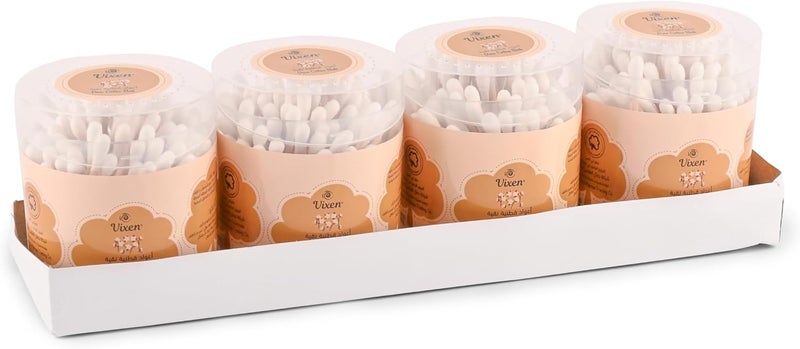 vixen Wooden Ear Buds 100 x 4 Pack, White - Image 1