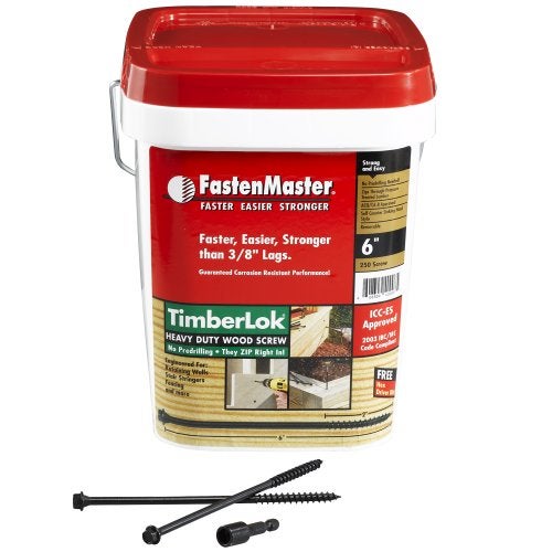 FASTENMASTER برغي خشبي ثقيل من فاستن ماستر FMTLOK06-250، 6 بوصات، 250 قطعة، أسود - Image 2