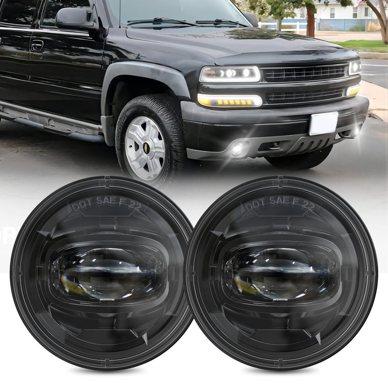 RAMJET4X4 LED Fog Lights Assembly DOT Driving Fog Lamps Replacement Compatible with 20012006 Chevy Tahoe Suburban 1500 Fit Z71 ONLY 19942003 Pontiac Grand Prix 20002005 Pontiac Sunfire