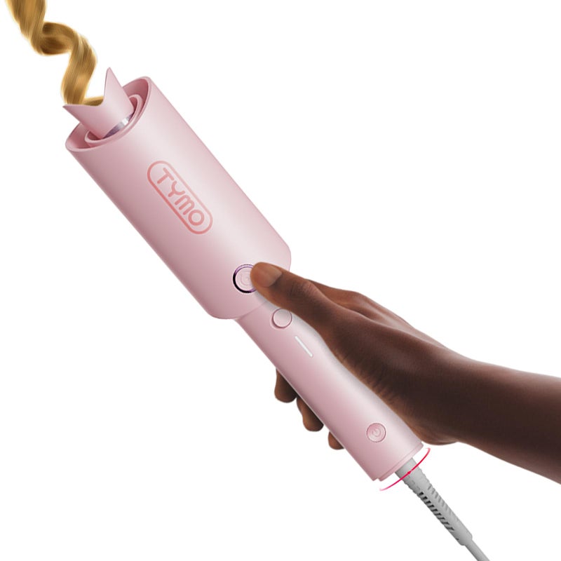 TYMO TYMO Automatic Rotating Curling Iron - TYMO CURLPRO Beach Waves Curling Wand  Portable Hair Curler  500 Million Ionic  Dual Voltage & Lightweight for Travel  Ceramic Coating  1 Inch  Pink  - Image 1