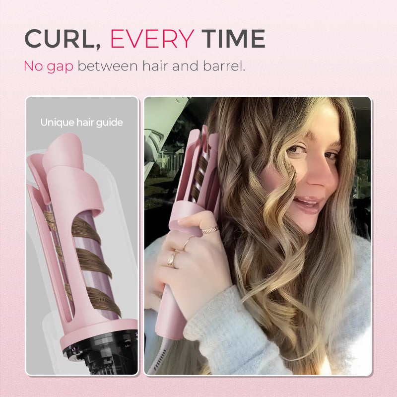 TYMO TYMO Automatic Rotating Curling Iron - TYMO CURLPRO Beach Waves Curling Wand  Portable Hair Curler  500 Million Ionic  Dual Voltage & Lightweight for Travel  Ceramic Coating  1 Inch  Pink  - Image 5