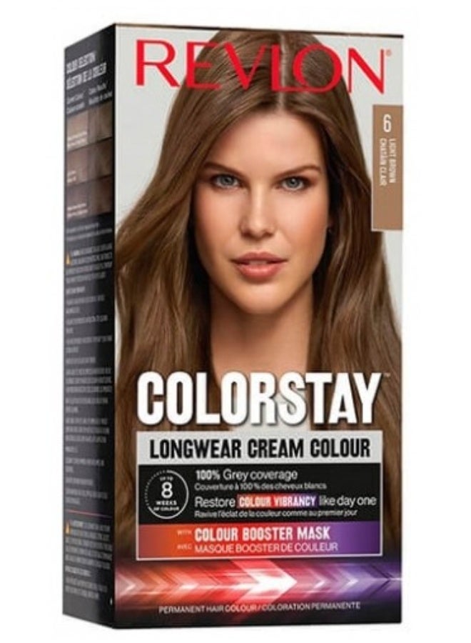 ريفلون صبغة شعر دائمة من ريفلون كولورستاي، رقم 6، لون كستنائي فاتح. - Image 1