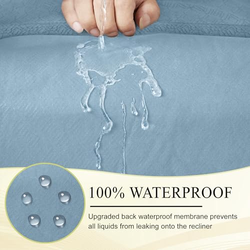 ROFASVCO 100% Waterproof Reclining Sectional Couch Covers Fleece Stretch 4-Piece L Shape Recliner Sofa Cover Washable Non Slip Corner Couch Cover Recliner Slipcovers Protector (4 Seat, Denim Blue) - Image 4