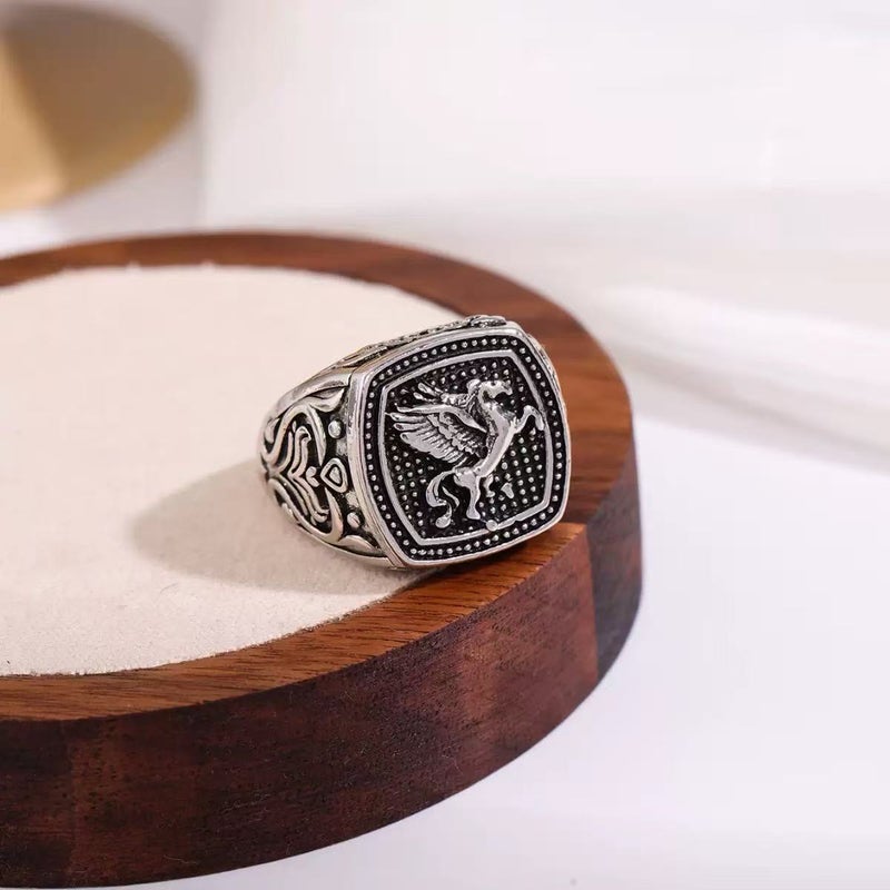 general Fashionable and Bold Carved Sterling Silver Hot-Selling Ring (Size: 11) - Image 1