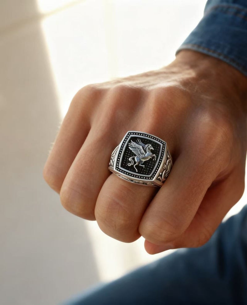 general Fashionable and Bold Carved Sterling Silver Hot-Selling Ring (Size: 11) - Image 3