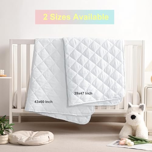 BEDSUM 100% Brushed Microfiber Down Alternative Toddler Comforter, Ultra Soft Lightweight and Warm Breathable Crib Quilted Blanket for Nursery Stroller Bed, 39x47 Inches, White - Image 2