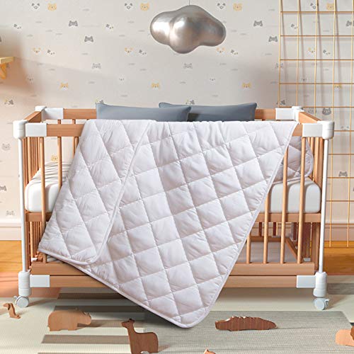 BEDSUM 100% Brushed Microfiber Down Alternative Toddler Comforter, Ultra Soft Lightweight and Warm Breathable Crib Quilted Blanket for Nursery Stroller Bed, 39x47 Inches, White - Image 5