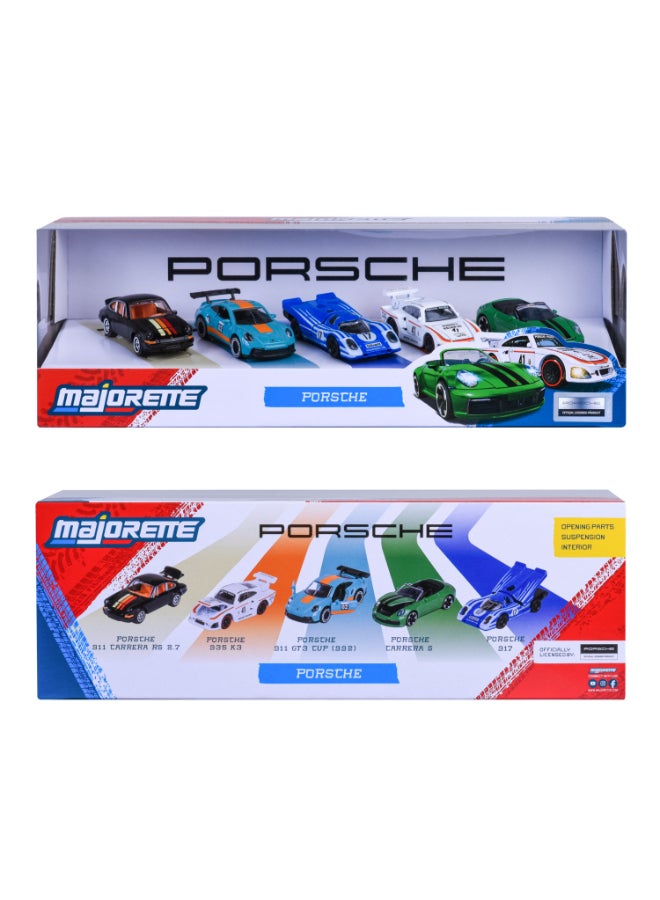 Majorette Porsche 5 Diecast Giftpack, 5 Officially Licensed Porsche Model Cars, 1:64 Scale Metal Toy Vehicles with Freewheel and Opening Parts, 7.5 cm, Ages 3+ - Image 4