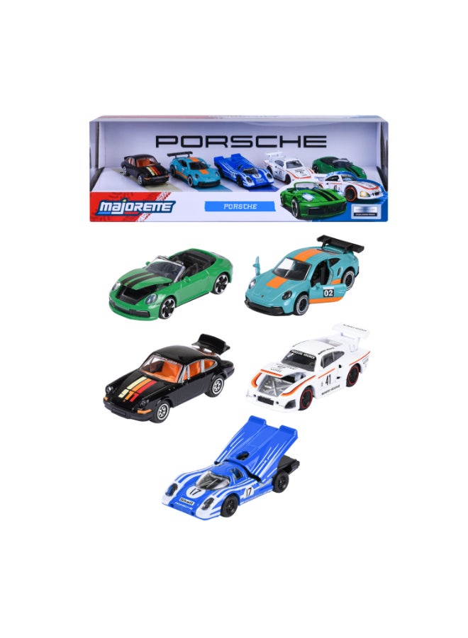 Majorette Porsche 5 Diecast Giftpack, 5 Officially Licensed Porsche Model Cars, 1:64 Scale Metal Toy Vehicles with Freewheel and Opening Parts, 7.5 cm, Ages 3+ - Image 3