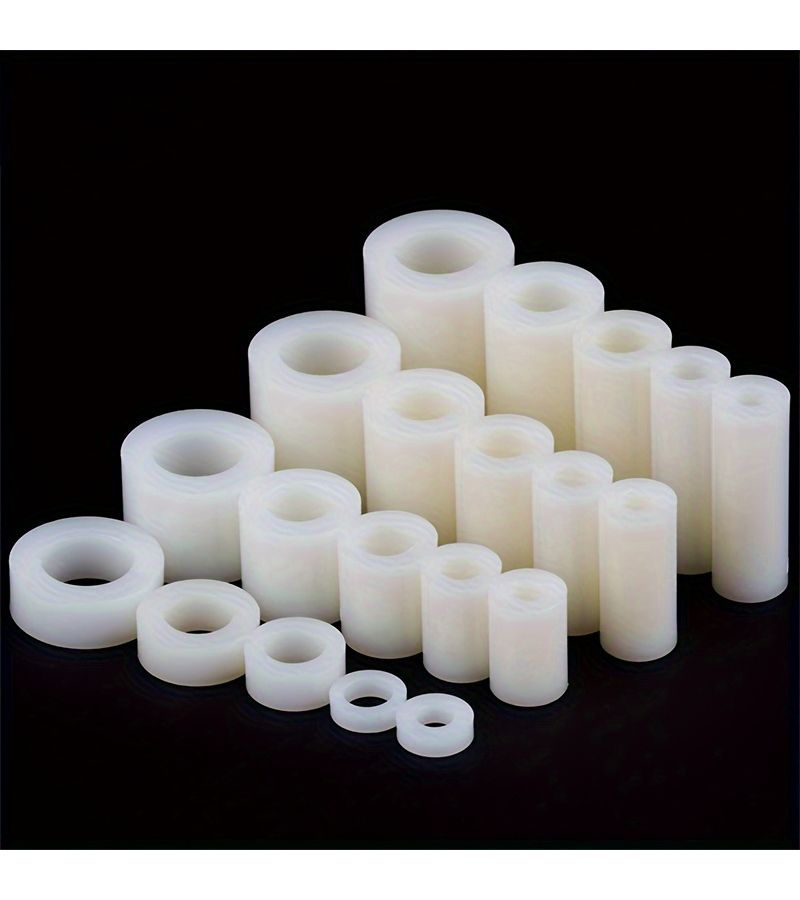 White M5 200 Pcs ABS Non Threaded Spacer Round Hollow Standoff for PCB Board Screw Bolt Durable Plastic Insulating Spacers for Electronics and Mechanical Applications Uniform Cylindrical Shape - Image 3