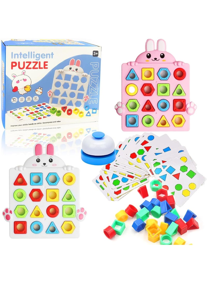 Shape Matching Game with Card, Cognitive Geometry Color Matching Game,Shape Matching Game,Color Sensory Educational Toy for Kids Ages 3 4 5 6 10 Years Old - Image 1
