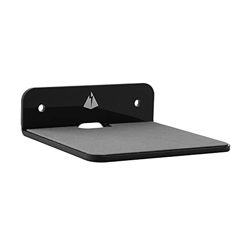 TXEsign Small Wall Shelf Speaker Stand, Mount for Webcam, Cell Phones, Mesh Router, Display Shelf Acrylic (Black) - Image 1