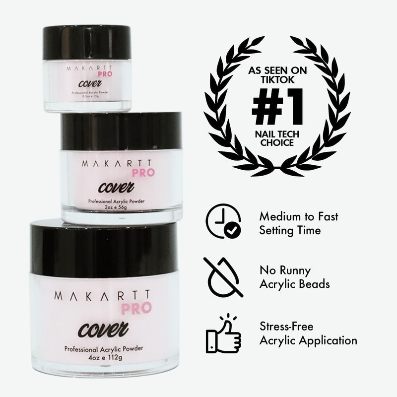 MakarttPro Acrylic Powder Set - 4 Colors 0.5oz Cover Powders for Nail Extension, Sculpting & Overlay - Cool Tone Collection for Professionals (Basic Essentials) - Image 4