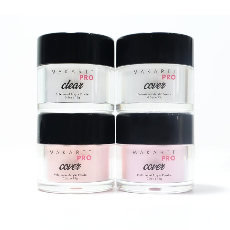 MakarttPro Acrylic Powder Set - 4 Colors 0.5oz Cover Powders for Nail Extension, Sculpting & Overlay - Cool Tone Collection for Professionals (Basic Essentials) - Image 1
