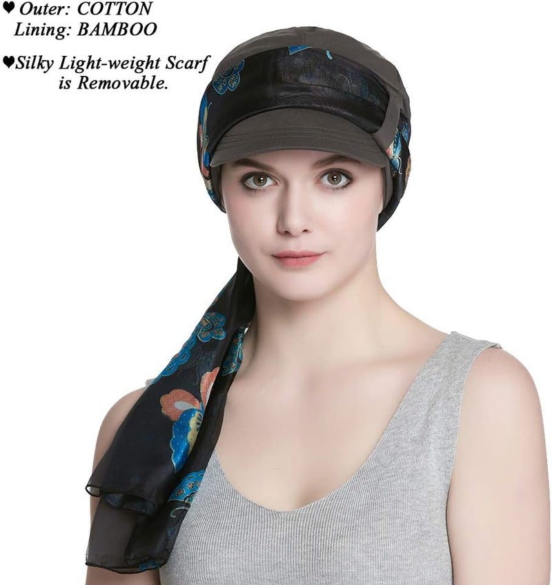 Alnorm Breathable Cotton Hat and Scarf Set Chemo Headwear for Women - Image 1