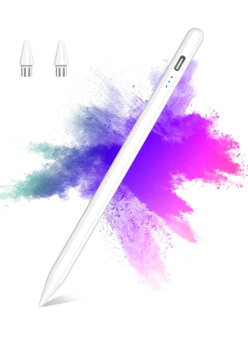 Stylus Pen for Touch Screens – Compatible with Android, Samsung, Huawei Tablets & Phones, Capacitive with 2 Replacement Tips, Palm Rejection, White - Image 1