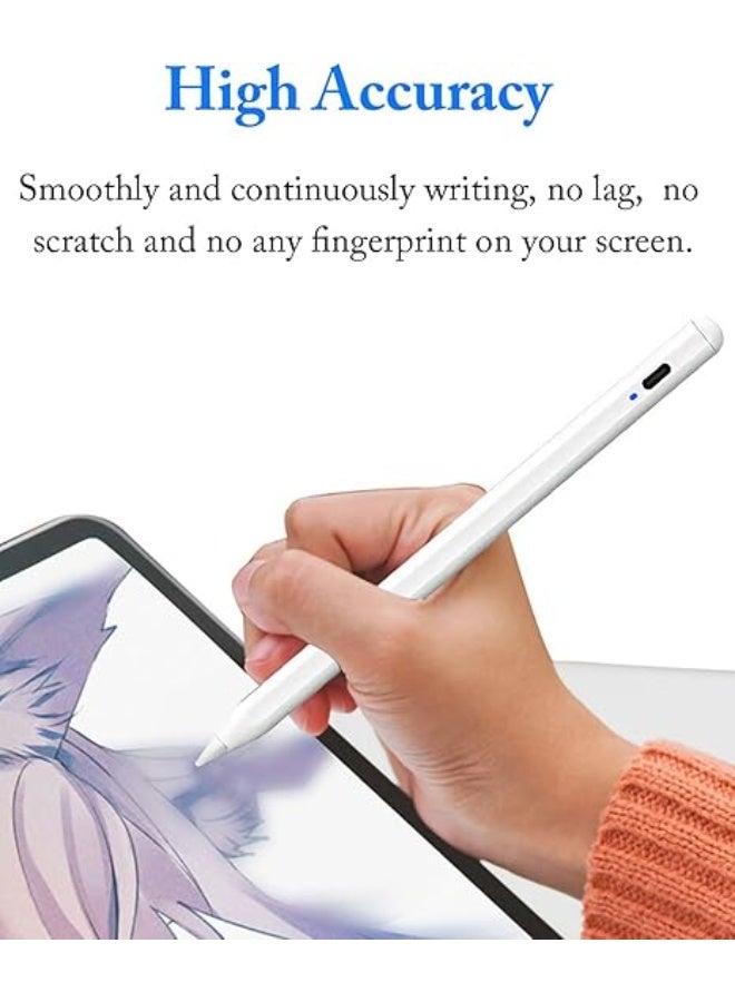 Stylus Pen for Touch Screens – Compatible with Android, Samsung, Huawei Tablets & Phones, Capacitive with 2 Replacement Tips, Palm Rejection, White - Image 3