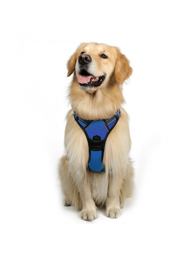 Rabbitgoo rabbitgoo Dog Harness, No-Pull Pet Harness with 2 Leash Clips, Adjustable Soft Padded Dog Vest, Reflective No-Choke Pet Oxford Vest with Easy Control Handle for Large Dogs, Dazzling Blue, L  - Image 1