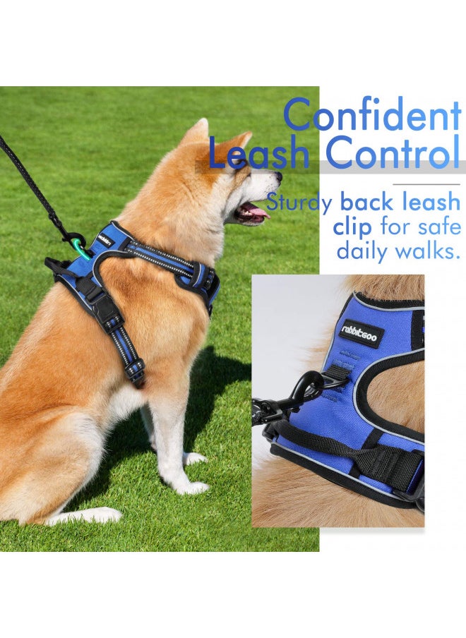 Rabbitgoo rabbitgoo Dog Harness, No-Pull Pet Harness with 2 Leash Clips, Adjustable Soft Padded Dog Vest, Reflective No-Choke Pet Oxford Vest with Easy Control Handle for Large Dogs, Dazzling Blue, L  - Image 2