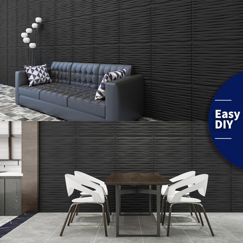 Art3dwallpanels Ceiling Tiles 24 x 24 for Interior Wall DÃ©cor, 24 Pack Drop Ceiling Tile 3D Wall Panel Fire Rated Waterproof Premium PVC, No Sag and Breakage Wall Panels Cover 96.Sq.Ft. Black - Image 5