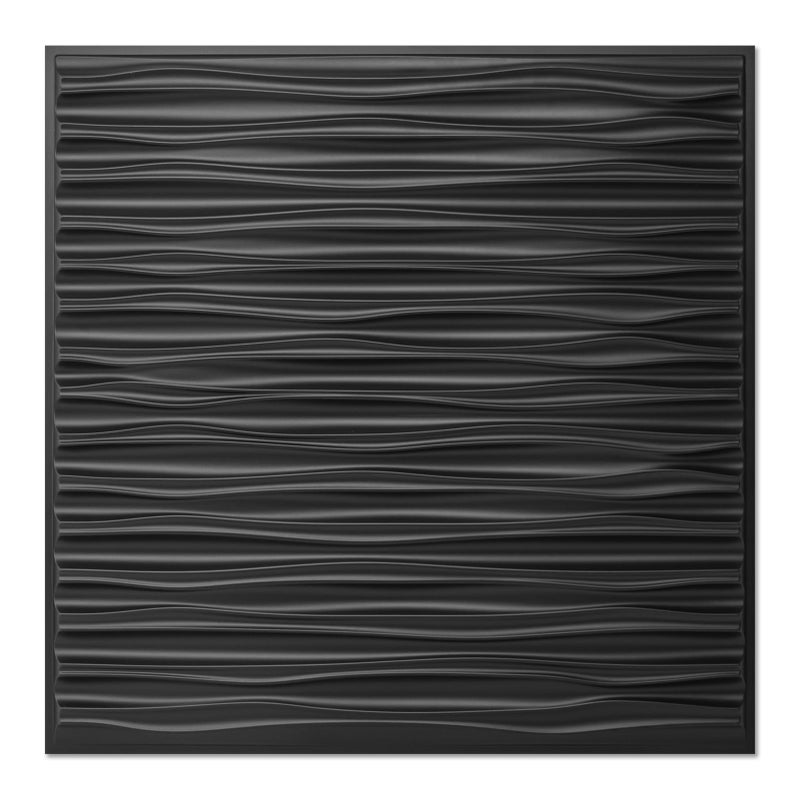 Art3dwallpanels Ceiling Tiles 24 x 24 for Interior Wall DÃ©cor, 24 Pack Drop Ceiling Tile 3D Wall Panel Fire Rated Waterproof Premium PVC, No Sag and Breakage Wall Panels Cover 96.Sq.Ft. Black - Image 1