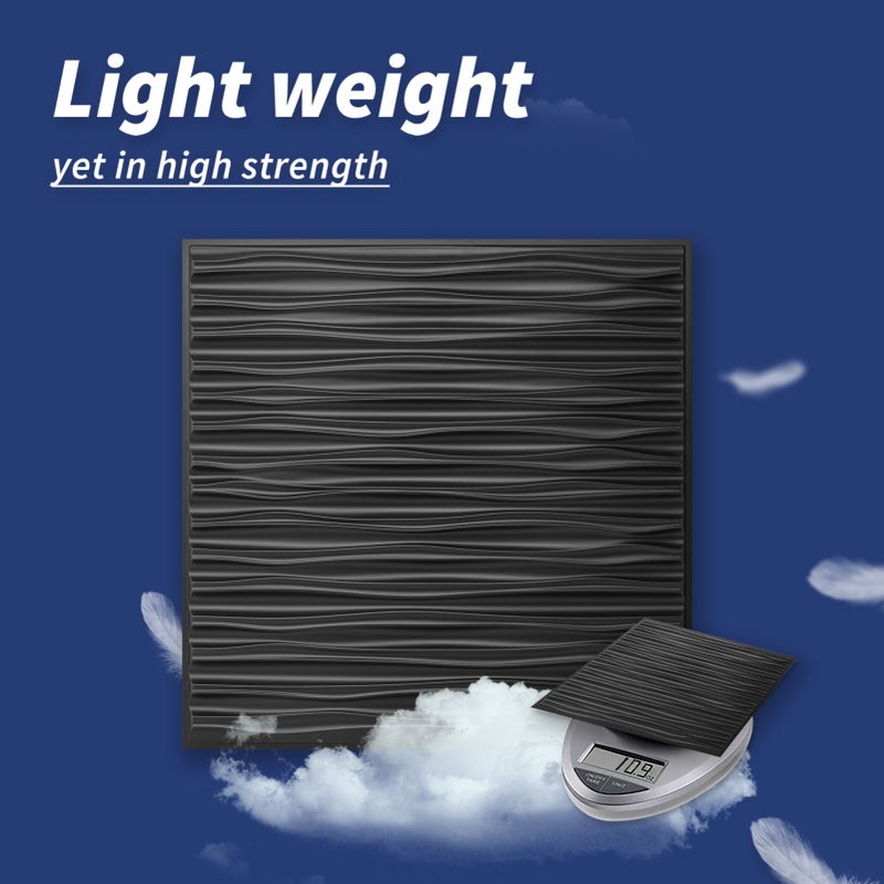 Art3dwallpanels Ceiling Tiles 24 x 24 for Interior Wall DÃ©cor, 24 Pack Drop Ceiling Tile 3D Wall Panel Fire Rated Waterproof Premium PVC, No Sag and Breakage Wall Panels Cover 96.Sq.Ft. Black - Image 4