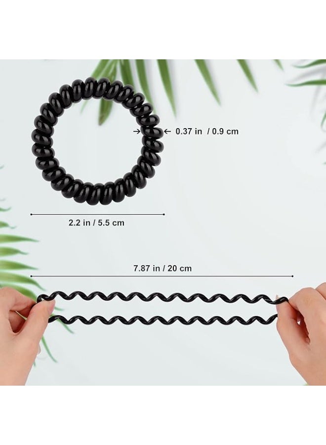 Spiral hair ties, black and clear, elastic hair bands, multi-purpose set, 4 pieces - Image 4