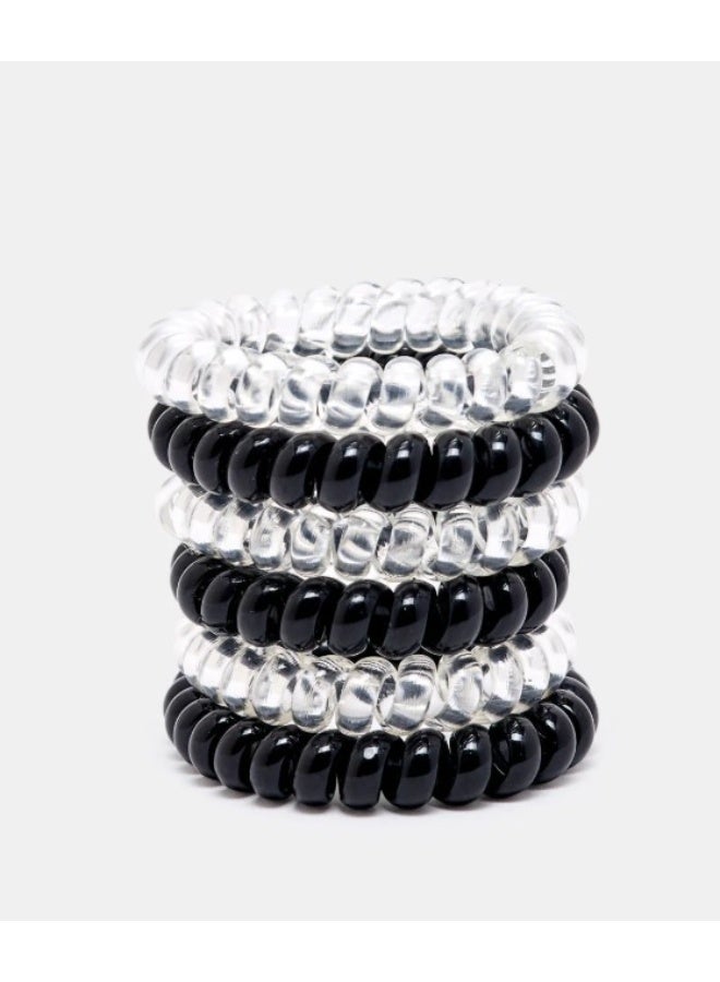 Spiral hair ties, black and clear, elastic hair bands, multi-purpose set, 4 pieces - Image 1