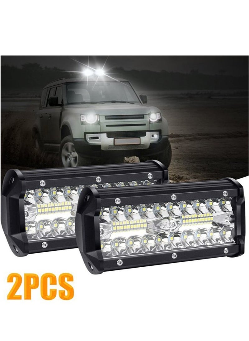 Bukela 2PCS 7 Inch 120W LED Light Pods, 6000K Amber/White Dual Color, 6 Modes (Strobe/Fog/Offroad/Warning), Memory Function, Waterproof, with Wiring Harness for Trucks, Jeeps, Motorcycles - Image 1