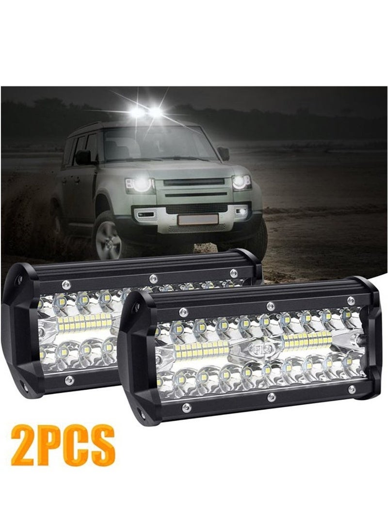 Bukela 2PCS 7 Inch 120W LED Light Pods, 6000K Amber/White Dual Color, 6 Modes (Strobe/Fog/Offroad/Warning), Memory Function, Waterproof, with Wiring Harness for Trucks, Jeeps, Motorcycles - Image 2