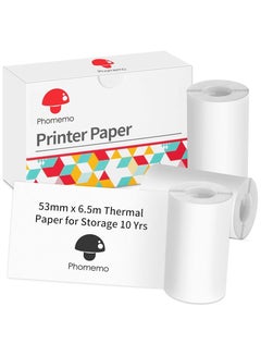 phomemo Portable Printer Thermal Paper 53mm×6.5m(Inch 2.09"*255.91") Black on White, 3 Rolls | Compatible with T02 & M02X & M832 |10 Year  - Image 2
