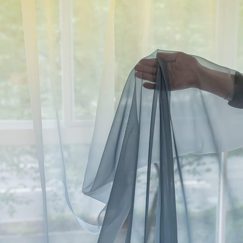 PHILEASY Window Sheer Gradient Curtains 72 Inches Long 52 inches Width 2 Panels Sheer Curtains Sheer Curtain Clear Basic Rod Pocket Panel 15 Colors 16 Size for Bedroom Living Room Yard Kitchen - Image 3