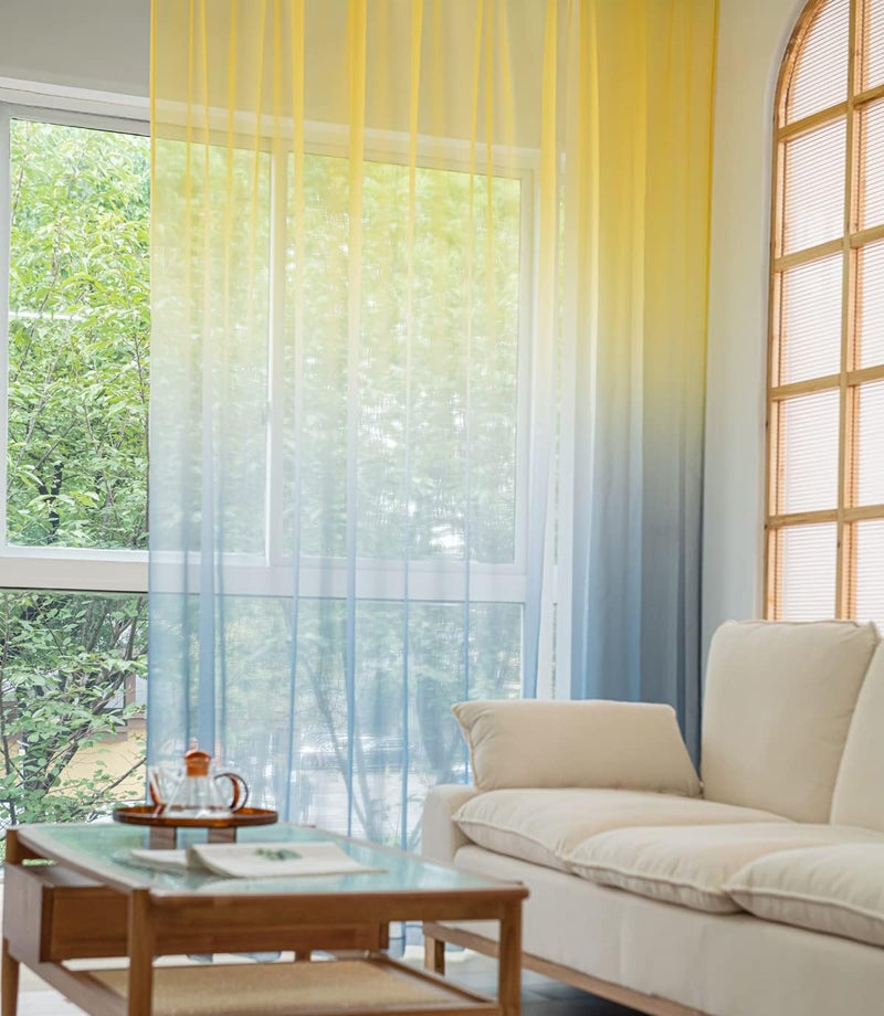 PHILEASY Window Sheer Gradient Curtains 72 Inches Long 52 inches Width 2 Panels Sheer Curtains Sheer Curtain Clear Basic Rod Pocket Panel 15 Colors 16 Size for Bedroom Living Room Yard Kitchen - Image 2