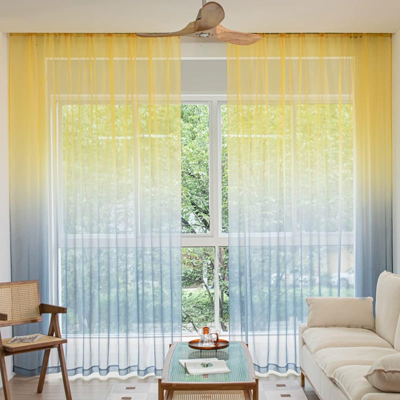 PHILEASY Window Sheer Gradient Curtains 72 Inches Long 52 inches Width 2 Panels Sheer Curtains Sheer Curtain Clear Basic Rod Pocket Panel 15 Colors 16 Size for Bedroom Living Room Yard Kitchen - Image 1