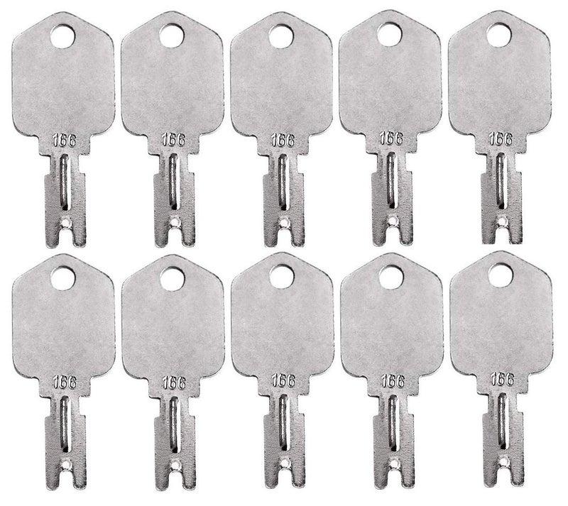 AA 10 Pack Forklift and Heavy Equipment Keys for Clark Yale Caterpillar Hyster Komatsu Gradall Gehl Crown Hyster Daewoo New Holland 6T-2663, KM31166P, 1430, 166 (10) - Image 1