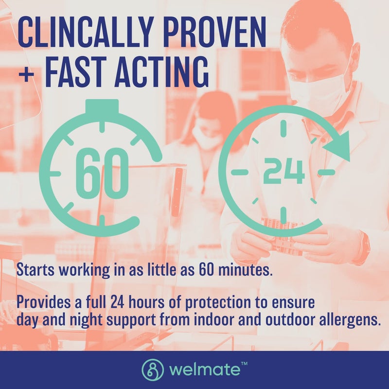 WELMATE | Allergy | Generic Xyzal Levocetirizine Dihydrochloride 5mg | Non Drowsy | Fast Acting | 24hr Support | Runny Nose, Watery Eyes, Sneezing | Antihistamine | Allergy Medication | 180 ct - Image 4
