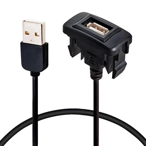 Anina USB Port Car Charger for Toyota, Male to Female USB Power Socket Adapter, Panel Flush Mount Extension Cable for Camry RAV4 Corolla Highlander, Square Vehicle Dash Port for IOS Android (34*23mm) - Image 1