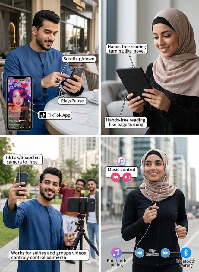 جوي فوكس حلقة التمرير اللاسلكية — منقّط صفحات بلوتوث وتحكم عن بعد في الكاميرا، متوافقة مع آيفون/أندرويد، تدعم التحكم بالفيديو بدون استخدام اليدين، والتحكم في الموسيقى، ومساعدة التصوير الذاتي؛ قد توجد بعض القيود الوظيفية في نظام iOS؛ يُرجى مشاهدة فيديو التثبيت للحصول على التعليمات. - Image 3