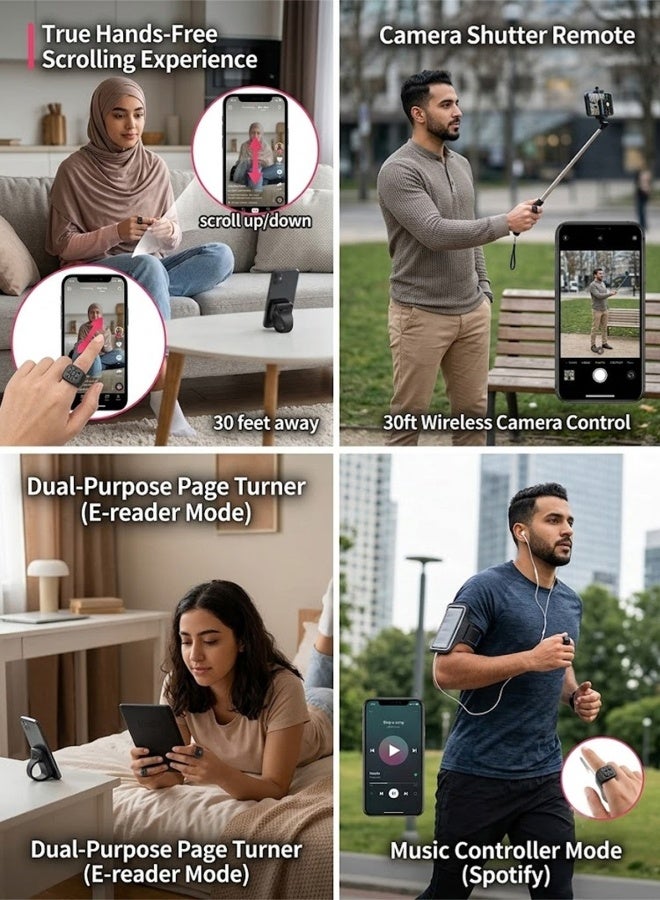 جوي فوكس حلقة التمرير اللاسلكية — منقّط صفحات بلوتوث وتحكم عن بعد في الكاميرا، متوافقة مع آيفون/أندرويد، تدعم التحكم بالفيديو بدون استخدام اليدين، والتحكم في الموسيقى، ومساعدة التصوير الذاتي؛ قد توجد بعض القيود الوظيفية في نظام iOS؛ يُرجى مشاهدة فيديو التثبيت للحصول على التعليمات. - Image 4
