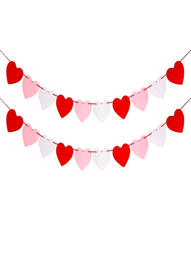 KALOR Pre-Strung Red Pink and White Felt Heart Garland Pack of 20 - No DIY Valentines Banner for Romantic Day Party Decorations, Wedding Romantic I Love You Decorations - Image 2