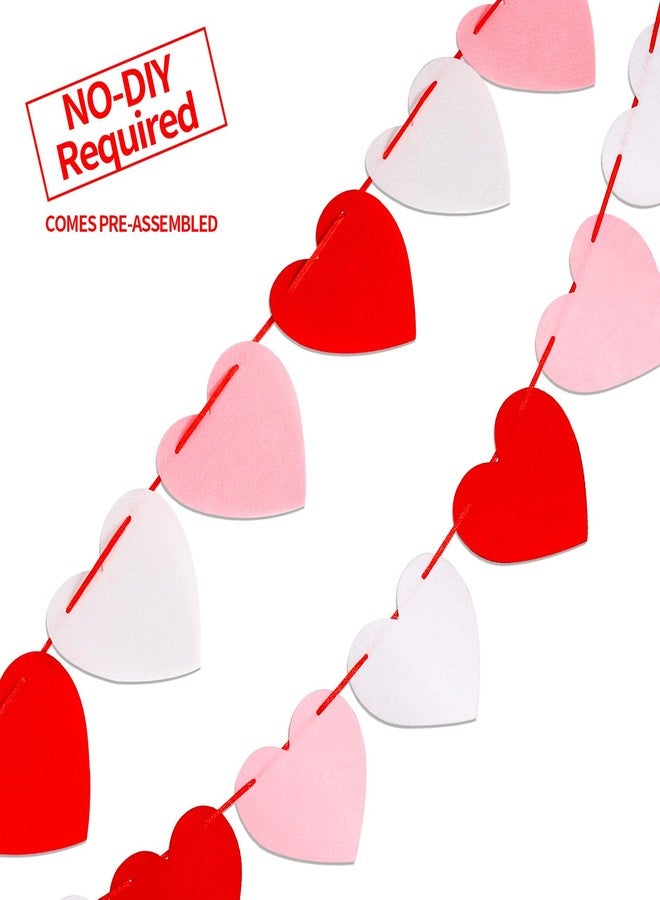 KALOR Pre-Strung Red Pink and White Felt Heart Garland Pack of 20 - No DIY Valentines Banner for Romantic Day Party Decorations, Wedding Romantic I Love You Decorations - Image 4