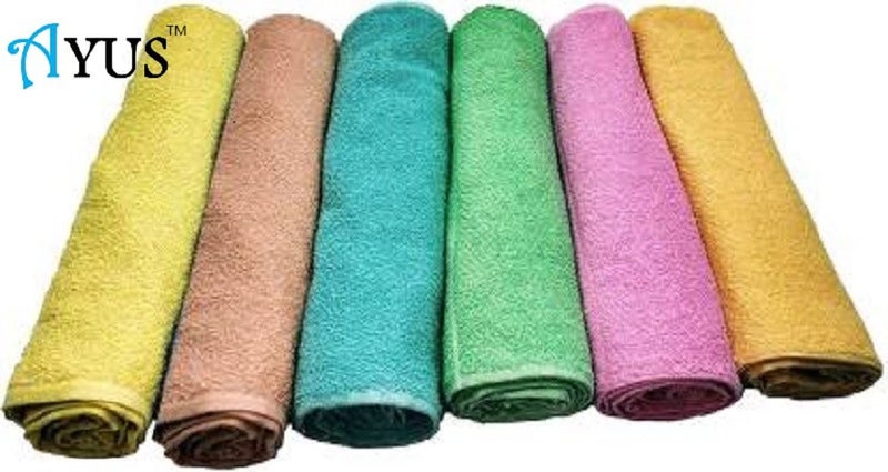 Ayus Cotton Hand Towel 450 GSM, Multicolor (Pink, Green, Blue, Orange, Yellow, Brown) Ultra Soft and Super Absorbent (Set of 6) - Image 5