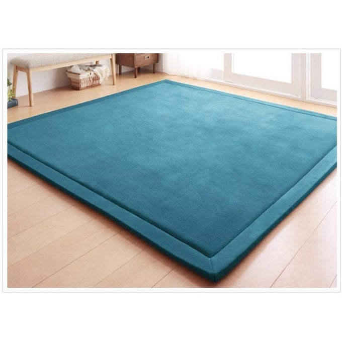 CORAL VELVET CRAWLING RUG 50X 68 BLUE FOR TODDLER CHILDREN PLAY AREA RUG YOGA MAT EXERCISE PAD CARPET