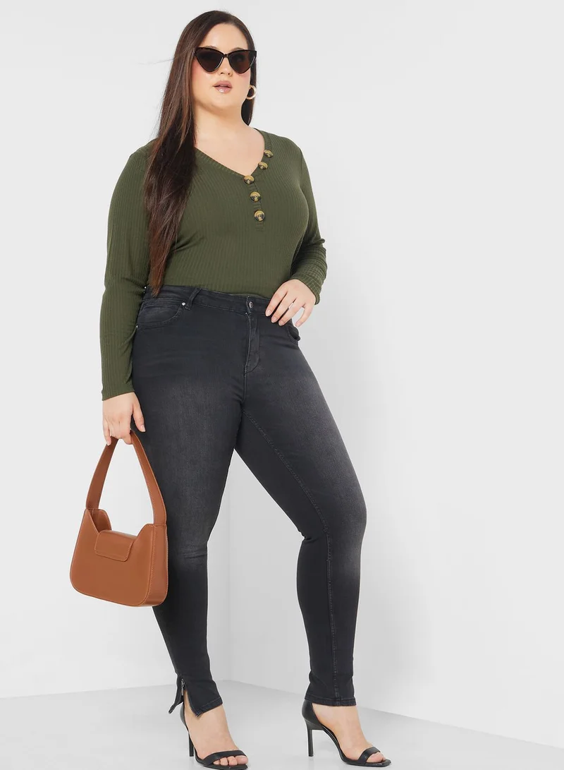 Only Carmakoma High Waist Wide Leg Jeans