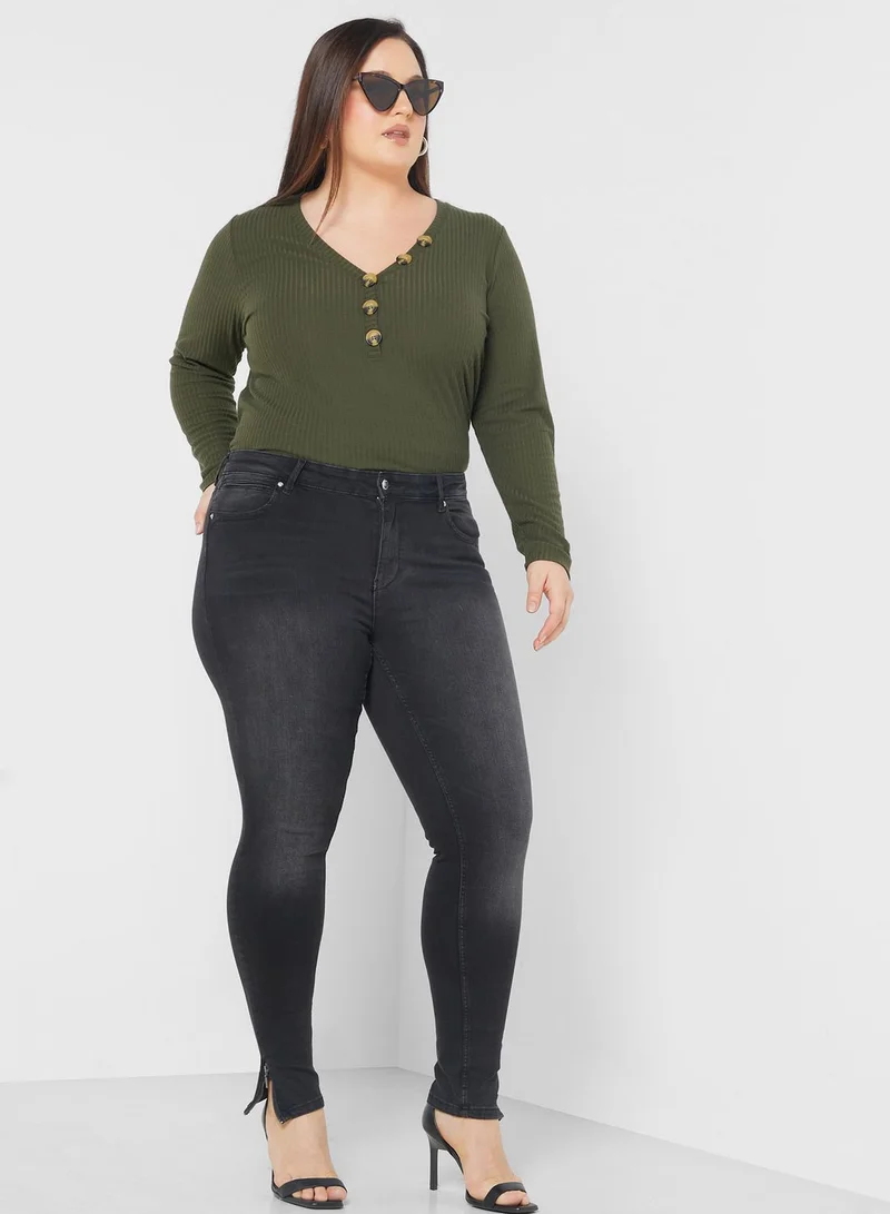 Only Carmakoma High Waist Wide Leg Jeans
