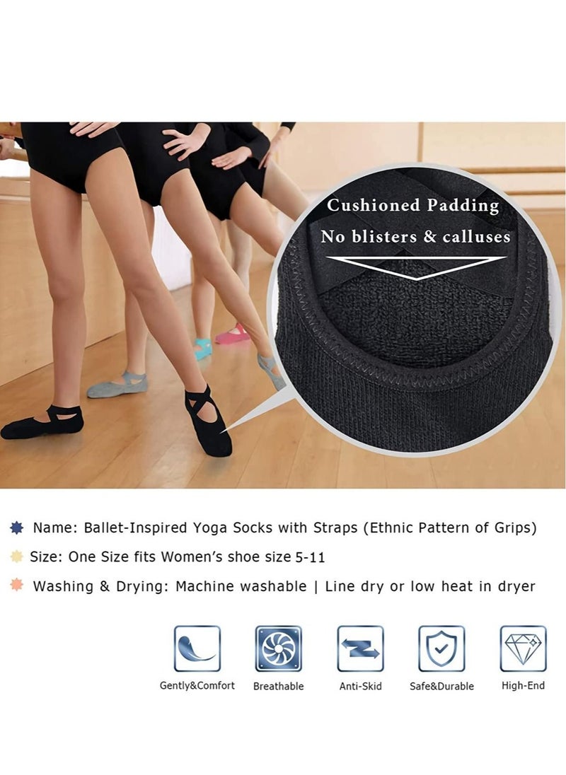 KHAJUL - 4-Piece Anti-Skid Slipper Socks for Women Non-Slip Grips & Straps, Ideal for Pilates, Yoga, Pure Barre, Ballet, Dance, Barefoot Workout - Image 1