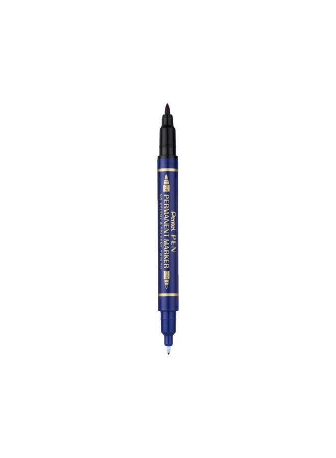 Pentel Dual-tip Oil-based Marker Pen 0.6-1.2mm Nib Size Water-resistant Non-fading Marker Pen N75w Blue - Image 5