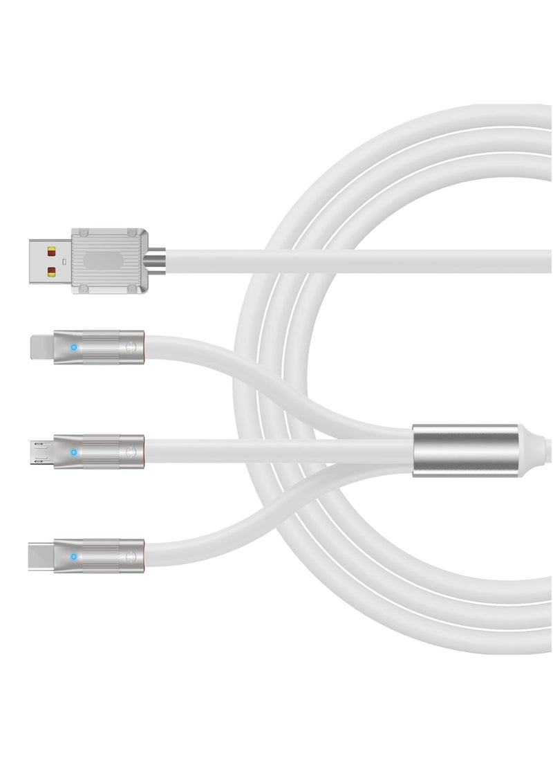 Generic - 120W 6A Fast Charging 3-in-1 Cable | Multi USB Charger Cord | Type-C, Micro USB & Lightning | Universal Compatibility for Phones & Tablets | 1.2m Durable Design - Image 1