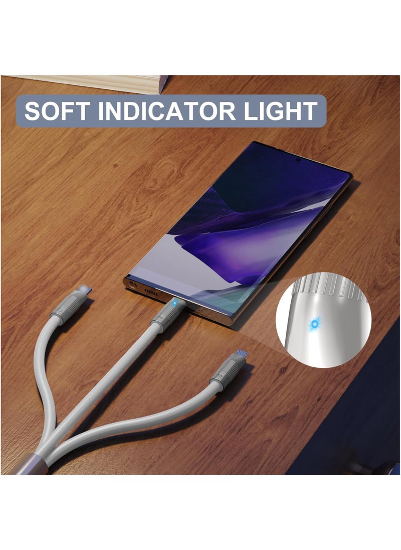 Generic - 120W 6A Fast Charging 3-in-1 Cable | Multi USB Charger Cord | Type-C, Micro USB & Lightning | Universal Compatibility for Phones & Tablets | 1.2m Durable Design - Image 1