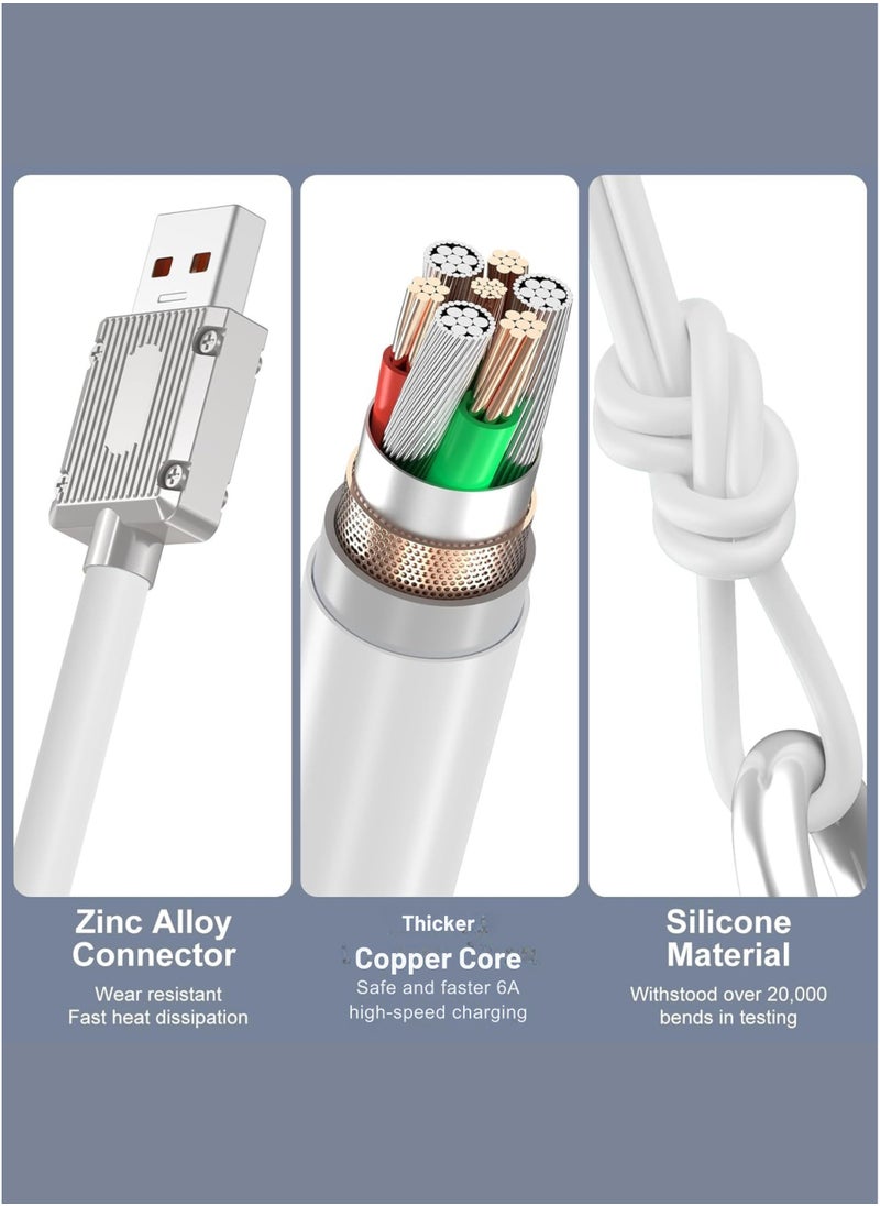 Generic - 120W 6A Fast Charging 3-in-1 Cable | Multi USB Charger Cord | Type-C, Micro USB & Lightning | Universal Compatibility for Phones & Tablets | 1.2m Durable Design - Image 1